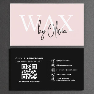 Modern QR Code Wax Specialist Aesthetician Business Card