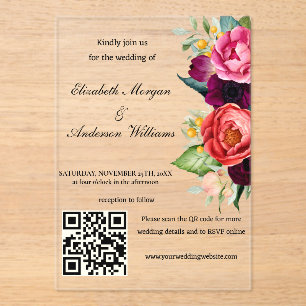 Modern QR Code Wedding  Acrylic Invitations