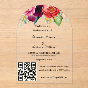 Modern QR Code Wedding  Acrylic Invitations