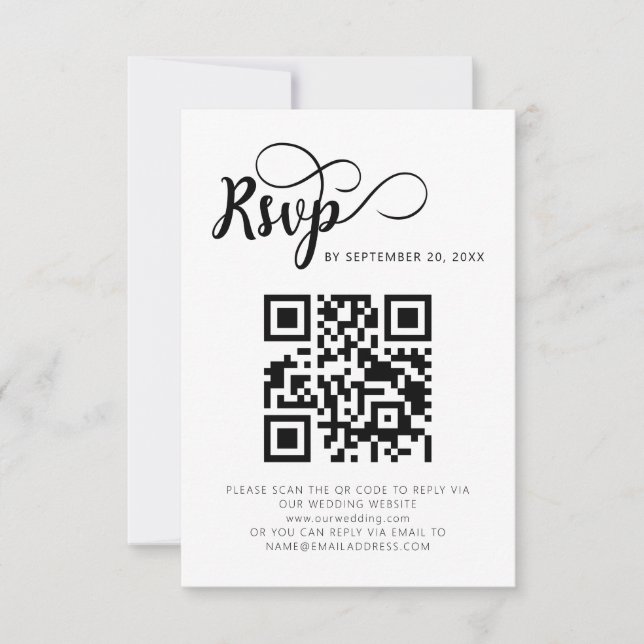 Modern QR Code Wedding RSVP Cards (Front)