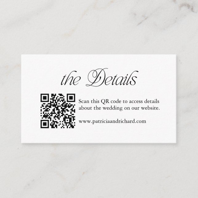 Modern QR Code Wedding Website Card (Front)