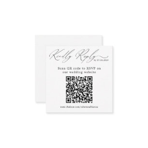 Modern QR Code Wedding Website RSVP Card