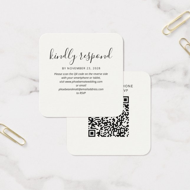 Modern QR Code Wedding Website RSVP Enclosure Card (Office)