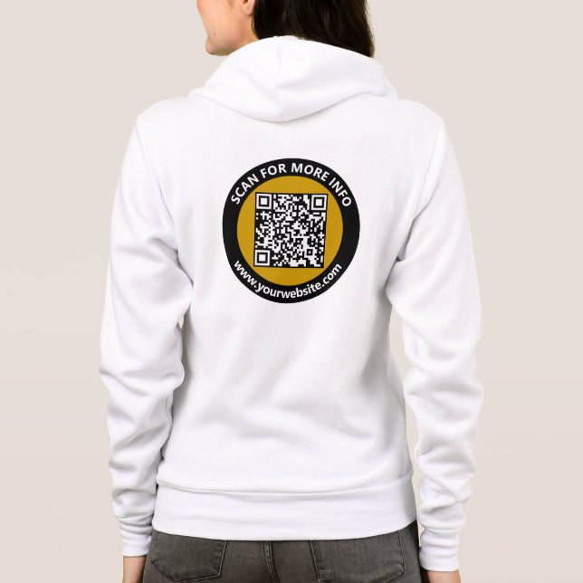 Modern QR Code White, Gold, Black / Custom Hoodie (Back)