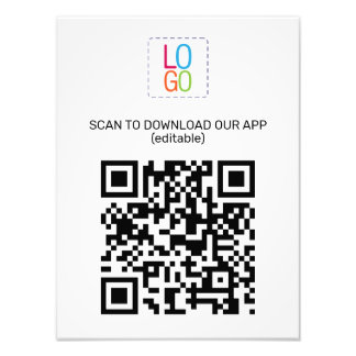 Modern QR Code & Your Business Logo Simple Photo Print