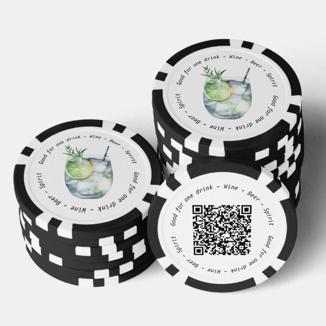 Modern QR Gin Tonic Business Event Drink Voucher Poker Chips (Stack)