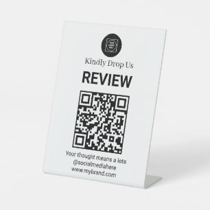 Modern QR Review Stand for Customer Feedback Pedestal Sign