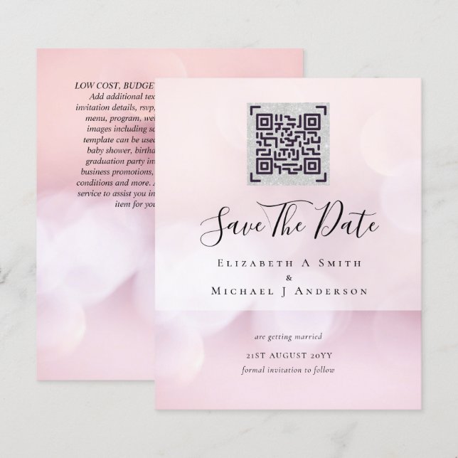 Modern QR Scanning Code Wedding Save Date Invites (Front/Back)