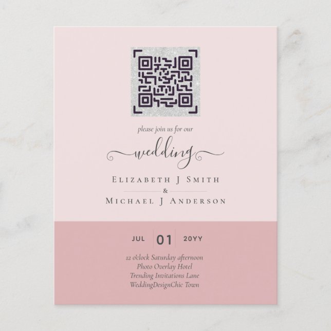 Modern QR Scanning Code Wedding Save Date Invites Flyer (Front)