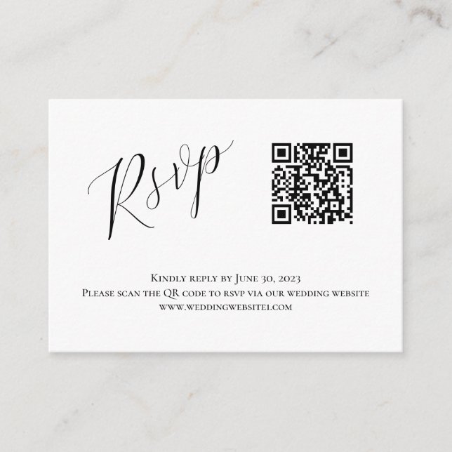 Modern QR wedding RSVP Enclosure Card (Front)