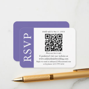 Modern QR Wedding RSVP Periwinkle and White Enclosure Card