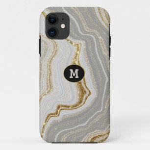 Modern Quarts & Gold Agate Crystal Personalise iPhone 11 Case