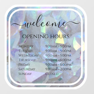 Modern Quartz Business Hours   Window Decal