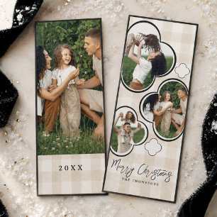 Modern Quatrefoil Family Photo Collage Christmas Holiday Card