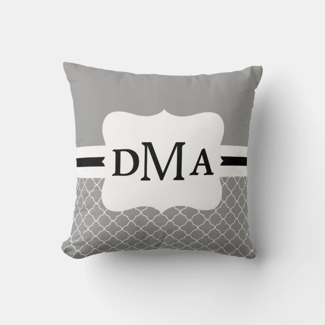 Modern Quatrefoil Monogram Pillow Any Colour (Front)