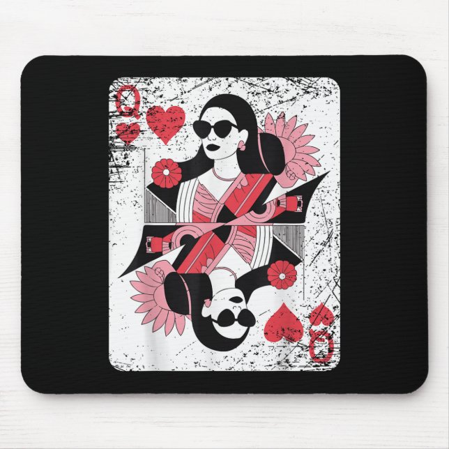 Modern Queen Of Hearts Playing Card  Mouse Mat (Front)