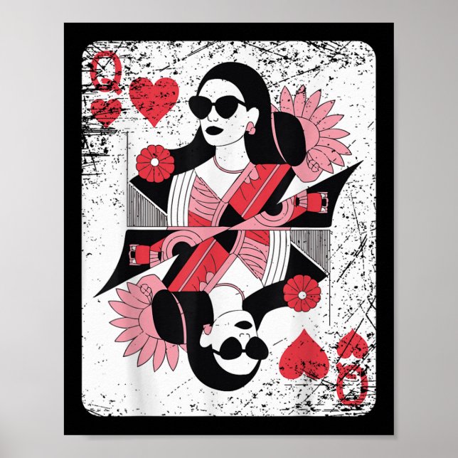 Modern Queen Of Hearts Playing Card  Poster (Front)