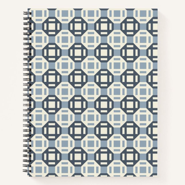 Modern Quilt-Inspired Geometric Pattern Notebook (Front)