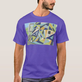 Modern quilt pattern on park bench  T-Shirt