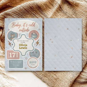 Modern Quilted Baby, It's Cold Outside baby shower Invitation