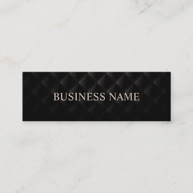 Modern Quilted Black Leather Professional Mini Business Card (Front)