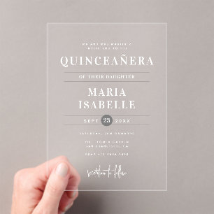 Modern Quinceañera Birthday Party Photo Overlay Acrylic Invitations