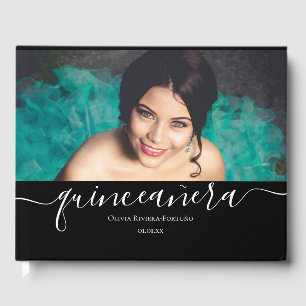 Modern Quinceañera Custom Photo Quince Años Party  Guest Book