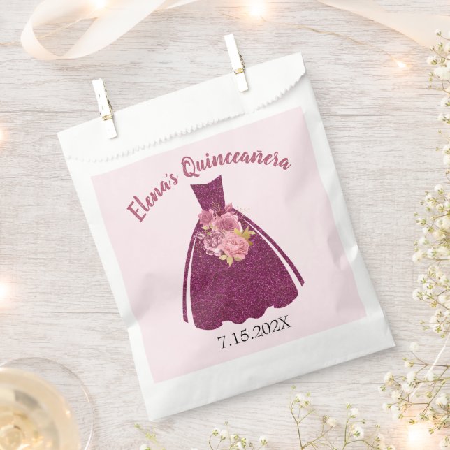 Modern Quinceañera Glitter Gown   Favour Bags (Clipped)