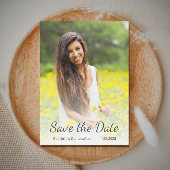 Modern Quinceañera Photo Save the Date Invitation (Creator Uploaded)