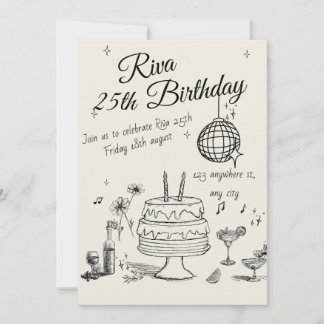 Modern Quirky Hand Drawn Party Invitation
