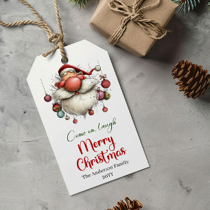Modern quirky Santa Christmas gift tag design