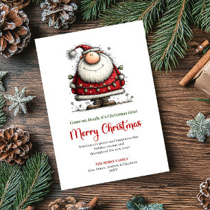 Modern Quirky Santa Festive Christmas Greeting Holiday Card