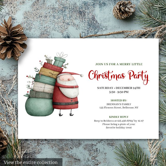 Modern Quirky Santa Hand Drawn Holiday Invitation (Modern Quirky Santa Hand Drawn Holiday Invitation)