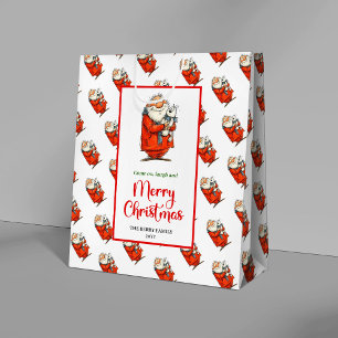 Modern quirky Santa playful festive celebration  Medium Gift Bag