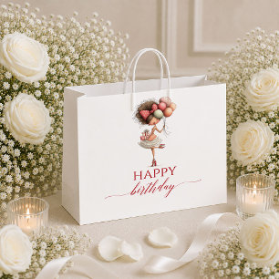 Modern Quirky Woman Burgundy Script Birthday gift  Large Gift Bag