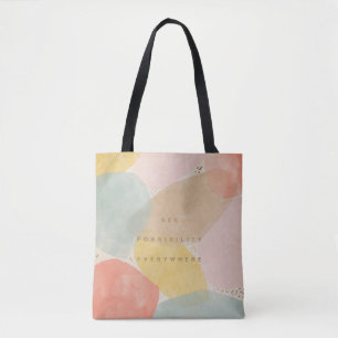 Modern Quote Colourful Watercolor Abstract Shapes Tote Bag