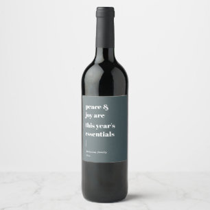 modern quote peace and joy holiday wine label