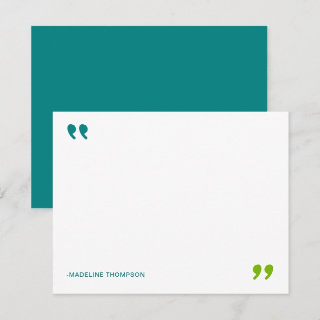 Modern Quoteable Tea Green Minimalist Typography Card (Front/Back)
