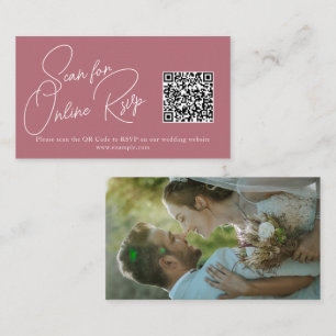 Modern R Gold Wedding RSVP Card – QR Code & Photo