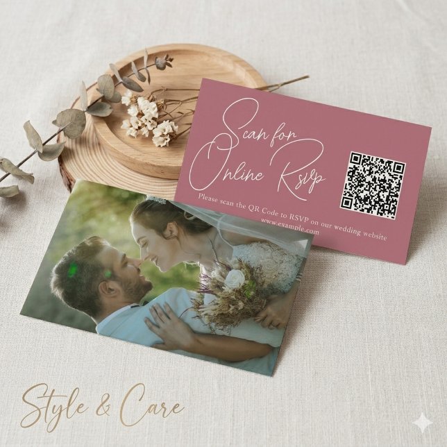 Modern R Gold Wedding RSVP Card – QR Code & Photo (Modern R Gold Wedding RSVP Card – QR Code & Photo)