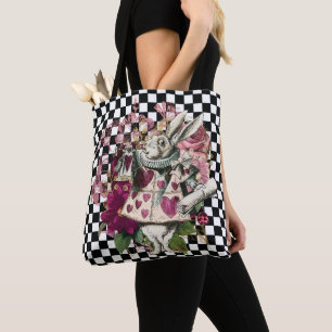 Modern Rabbit Alice in Wonderland Tote Bag