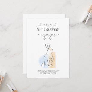 Modern Rabbit line-drawing birthday invitation