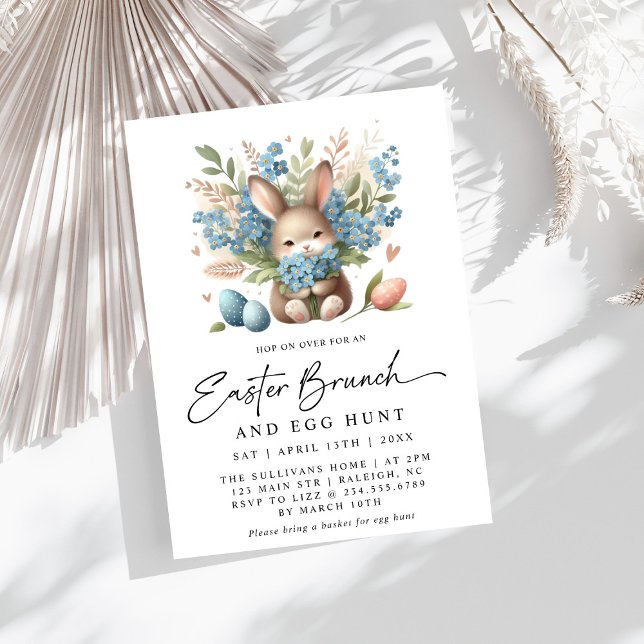 Modern Rabbit Spring Floral Easter Brunch Invitation (Creator Uploaded)