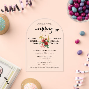 Modern Race Horse Derby 1 Photo Equestrian Wedding Acrylic Invitations