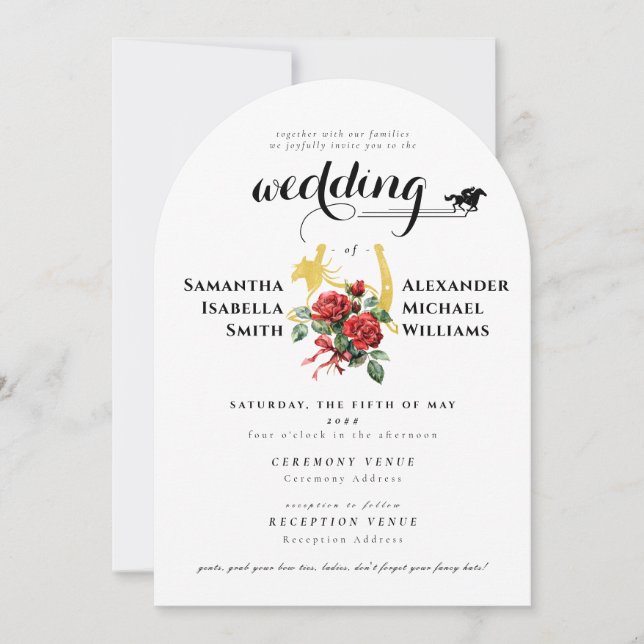 Modern Race Horse Derby 1 Photo Equestrian Wedding Invitation (Front)