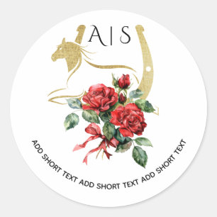 Modern Race Horse Derby & Drinks Party Equestrian Classic Round Sticker