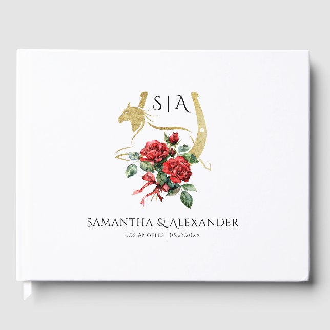 Modern Race Horse Derby & Drinks Party Equestrian Guest Book (Front)