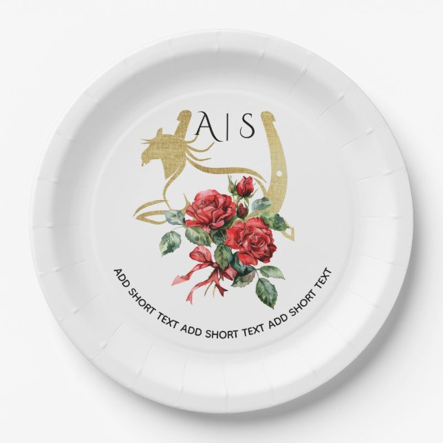 Modern Race Horse Derby & Drinks Party Equestrian Paper Plate (Front)