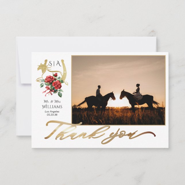 Modern Race Horse Derby & Drinks Party Equestrian Thank You Card (Front)