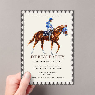 Modern Race Horse Derby Party Equestrian  Invitati Acrylic Invitations